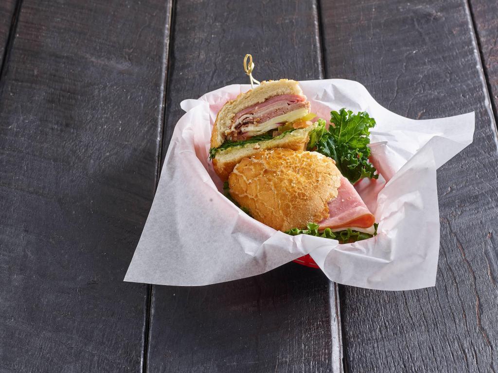 1. The Hogfather Sandwich · Ham, salami, prosciutto, provolone and Italian dressing.