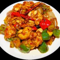 Kung Pao Chicken · Chicken breast, chili pepper, garlic, and vegetable all stir-fried with peanut on top.
