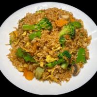 Vegetable Fried Rice · With mushroom, baby corn, green pea, carrot, and cabbage.