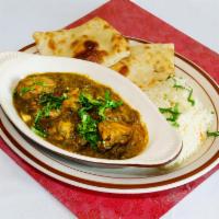 Chicken Saag · Chicken cooked with spinach in fresh spices.