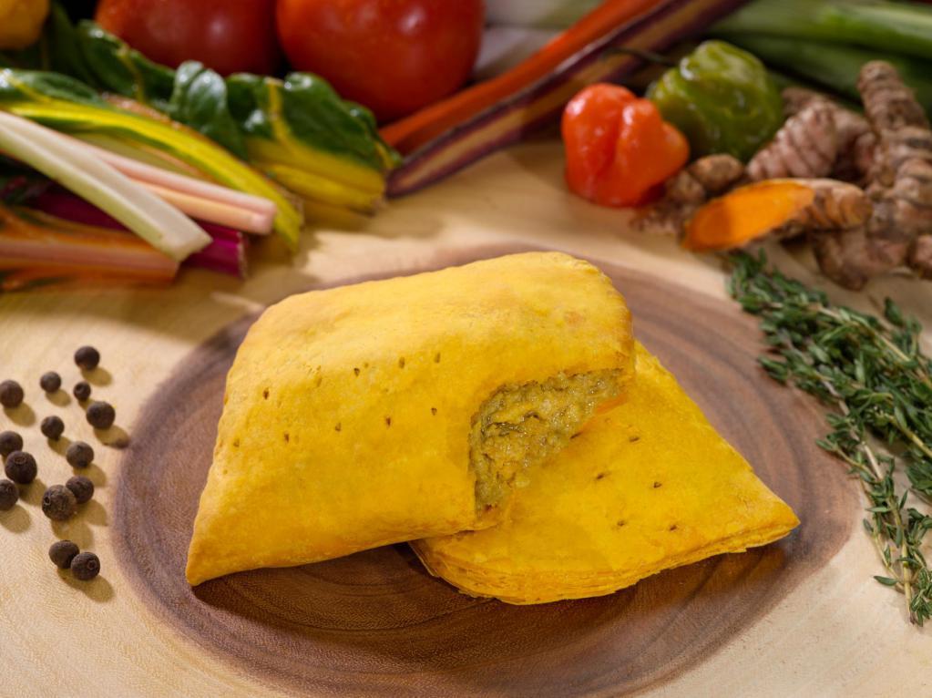 Curried Chicken Patty · Chunks of boneless curry-covered chicken, wrapped in our signature flaky golden crust.