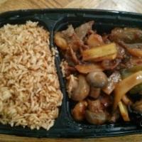 090. Szechuan Beef · Tender beef, bell peppers, bamboo shoots, carrots,mushrooms, black fungus in spicy Szechuan ...