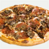 Meat Lovers Pizza · Pepperoni, italian sausage, meatballs, ham, salami and mozzarella cheese.