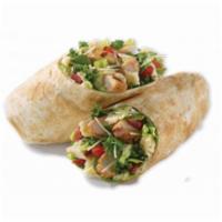 King Caesar Wrap · Chicken, Parmesan, tomatoes, romaine and Caesar in a toasted garlic herb tortilla. Served wi...