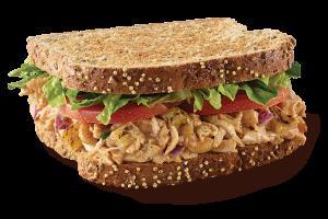 Tropical Chicken Salad Sandwich · Served with chips or fruit.