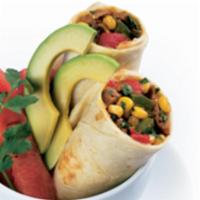 Grilled Veggies Burrito · Made with Organic, Non-GMO veggies; includes Spanish Rice, Black Beans, Lettuce, Pico de Gal...