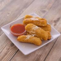 Cheesesticks · 5 Pieces. Breaded and fried mozzarella cheese sticks, served with marinara sauce.
