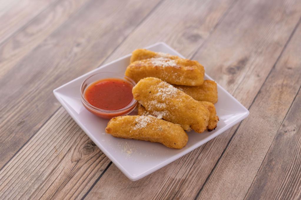 Cheesesticks · 5 Pieces. Breaded and fried mozzarella cheese sticks, served with marinara sauce.