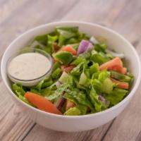 Garden Salad · Romaine lettuce, fresh spinach, tomatoes, olives, red onions & bell peppers.