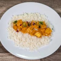 Paneer Tikka Masala · Homemade soft cheese cooked with Indian spices in creamy sauce. Served with rice.