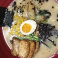 1. Kanji Ramen Our Signature Ramen · Creamy pork bone soup with soy sauce based seasoning. 3-4 chashu, ajitama egg, wood ear mush...