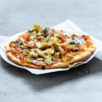 Italian Garden Pizza · Mushrooms, eggplant, artichoke, fresh tomatoes, onions, bell peppers, tomato sauce and mozza...