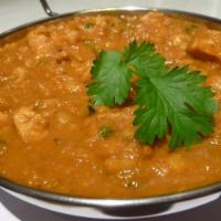 43. Chicken Dansak · Chicken cooked with lentils and slightly hot spiced sauce.