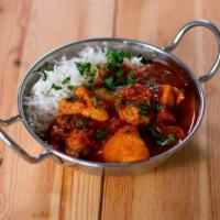 8. Chicken Vindaloo · Chicken with potatoes in a vindaloo sauce. Served with rice.