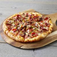 Zino Deluxe Pizza · Pepperoni, ham, bacon, sausage, mushroom, onion and green pepper.