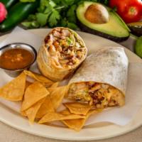 Steak Burrito · Mexican rice, pinto beans, lettuce, Monterrey Jack cheese, sour cream, and salsa roja wrappe...