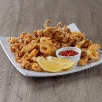 Calamari · Lightly breaded and fried, served with spicy tomato sauce. Prepared with extra virgin olive ...