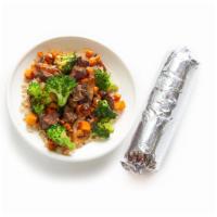 Simple Teriyaki Burrito · Sweet teriyaki sauce, roasted broccoli, boloco rice.