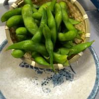 Seasoned Edamame · Steamed to order. Tossed with spicy house seasoning and Himalayan salt.