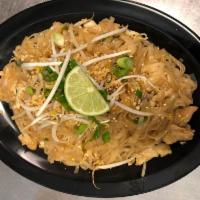 N4. Pad Thai · Rice noodle stir-fried with our exclusive sauce, green onion, and been sprouts and peanuts.