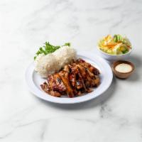 Chicken Teriyaki · Comes with steamed rice and salad.