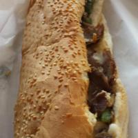 Hot Philly Steak Sandwich · Sauteed steak, mushroom, green pepper, onions and toasted with mozzarella cheese. Includes c...