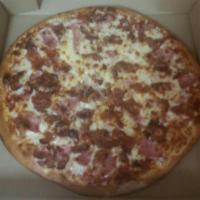 Meat Pizza · Pepperoni, sausage, Canadian bacon, salami, ham, bologna, meatball and extra cheese.