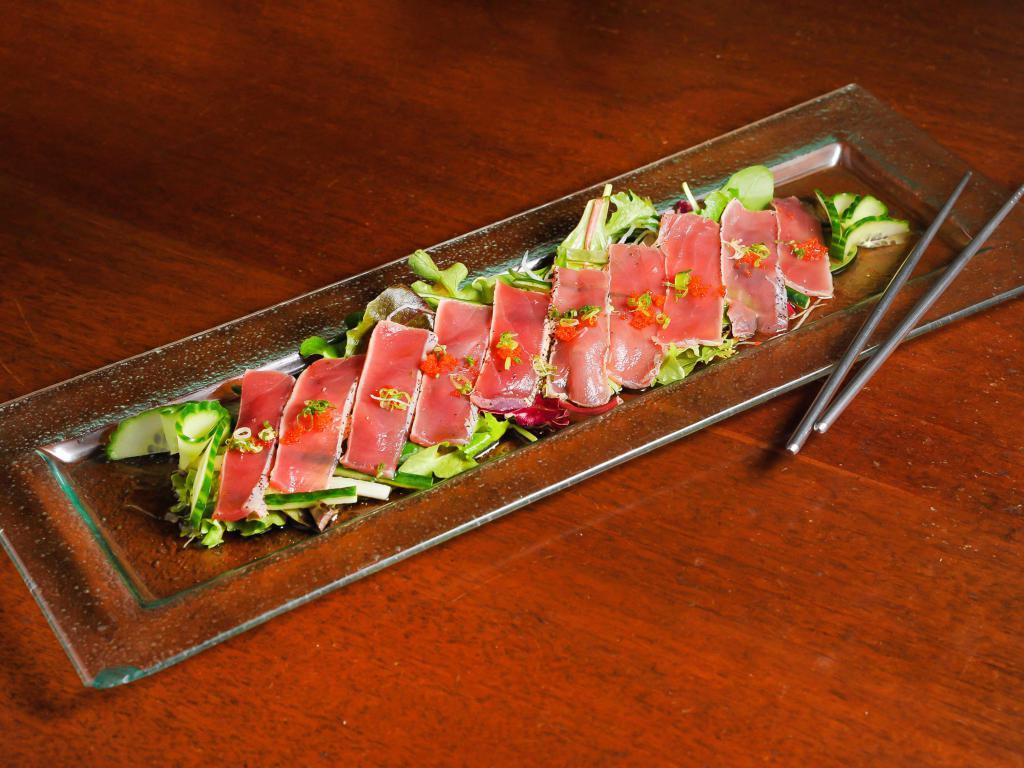 Tuna Tataki · Seared tuna dressed with ponzu vinaigrette.