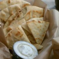 Pita Basket · warm pita bread with tzatziki