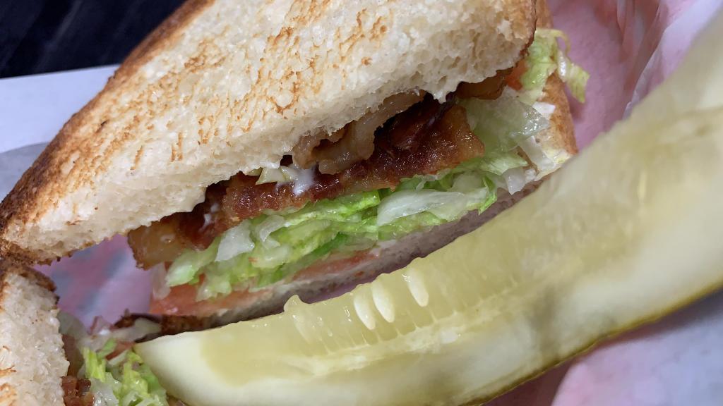 Hot BLT Sandwich · Bacon, lettuce, tomato, mayonnaise on toasted sourdough. 