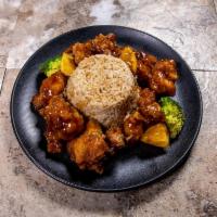 DC6. Orange Chicken · Served with egg roll, fried rice or steamed rice. White meat chicken.
