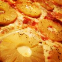 Hawaiian Pizza · BBQ sauce, pineapple, mozzarella cheese and Canadian bacon.