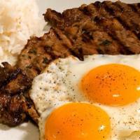 Steak and eggs · 2 eggs and steak
