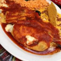 Two Chile Rellenos (Super Combos) · All served with Rice and Beans, Tortillas, Chips and Salsa.
