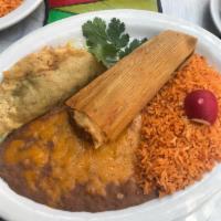 Tamal and Taco (Super Combos) · All served with Rice and Beans, Tortillas, Chips and Salsa.