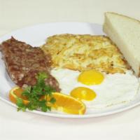 Original Corned Beef Hash and 2 Eggs Any Style Breakfast · Served with 2 fresh eggs, country potatoes or hash browns, toast or biscuits.