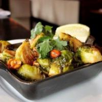 Roasted Brussels Sprouts · Candied Peanuts & Thai Vinaigrette
