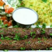 Kefta Kebab · 2- skewers of a blend of fine ground top sirloin beef and lamb meat, fresh parsley, onions a...