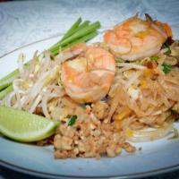 N2. Pad Thai · Sauteed rice noodle with bean sprout, scallion and grounded peanuts in tamarind sauce.