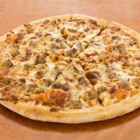 Meat Lovers · Beef, pepperoni, Italian sausage, Canadian bacon and mozzarella cheese.