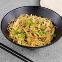 Moo Shi · Shredded cabbage, wood ear mushrooms, golden needles, bamboo shoots, scallions and eggs. Ser...