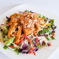 Tofu Salad · Red and green cabbage, spring mix, red onion, mints, carrots and daikon, shallots, peanuts a...