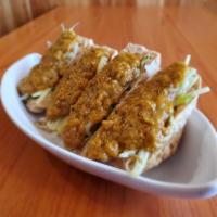 Satay Tofu · Crispy Fried Tofu stuffed with cucumber and bean sprouts, served with peanut sauce