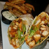 Buffalo Chicken Wrap · Buffalo chicken, lettuce and crumbled blue cheese.