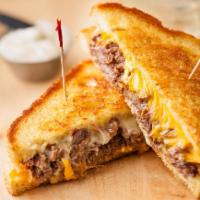 Short Rib Grilled Cheese Sandwich · Braised short ribs on grilled sourdough with Jack, Swiss and cheddar cheese. Served with you...