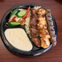 Combo #3 · 3 skewers. Served with your choice of 2 sides and 22 oz. drink.