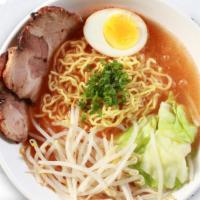 Spicy Miso Ramen · This Ramen is flavored with miso and chili paste.