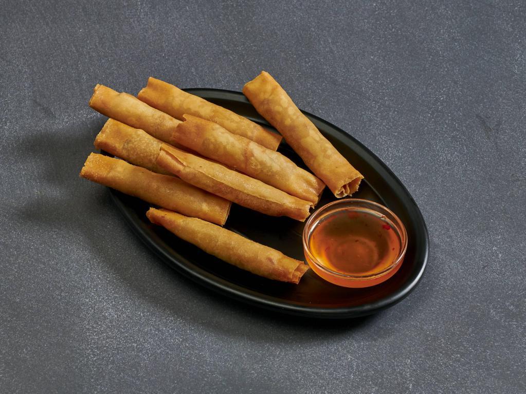 1. Egg Roll · Lightly fried spring roll wraps filed with glass noodles, taro, cabbage, celery, carrots and mushrooms. Served with sweet and sour sauce. 