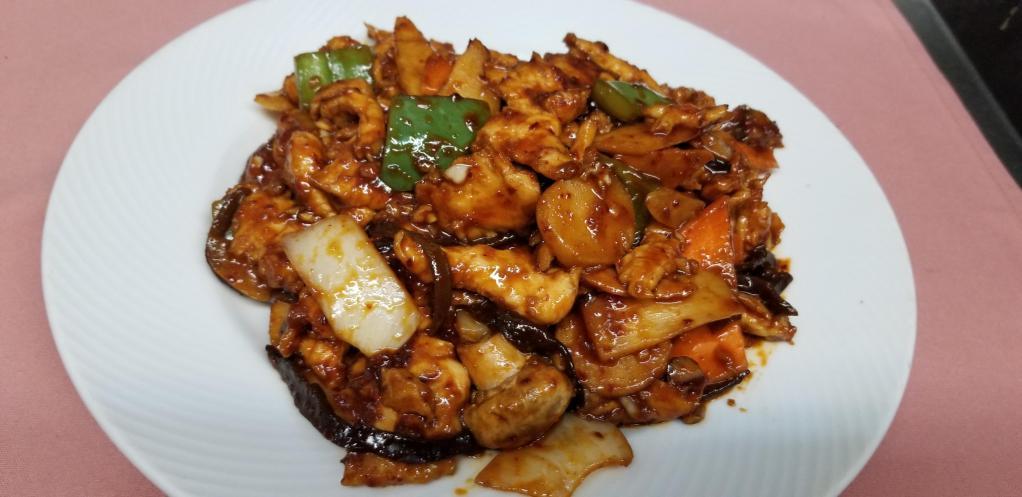 Chicken with Hot Garlic Sauce · Hot and spicy.