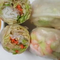 2. Spring Rolls · 2 rolls. With tofu, chicken, or shrimp served with peanut sauce.